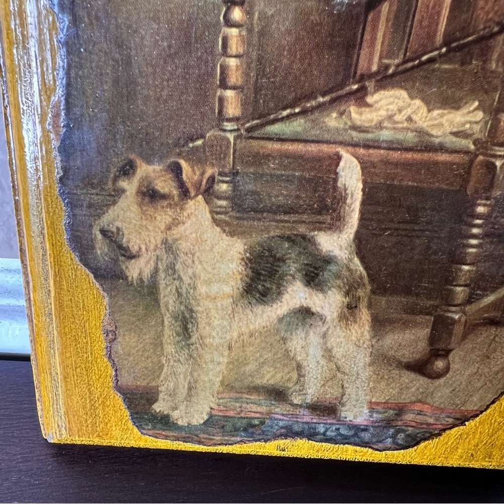 Vintage Terrier Art Plaque, Wall Decor, Waiting for Master, Dog Best Friend - Picture 3 of 4